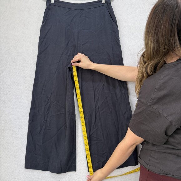 VETTA Pants Womens 6 Black Wide Leg Cropped Culotte Tencel Made in USA Side Zip - Picture 5 of 10